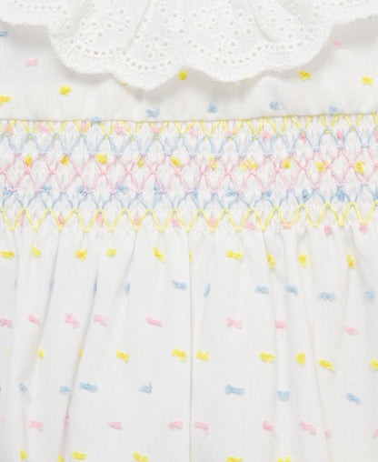 Smocked Dot Woven Bubble & Headband