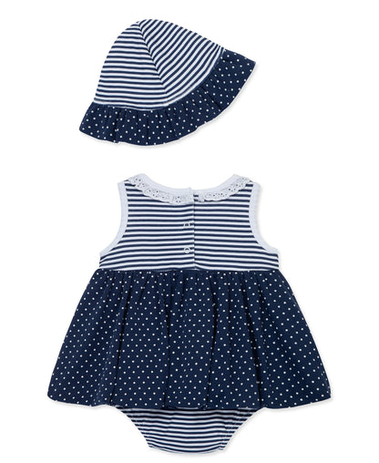 Navy Daisies Knit Popover & Hat