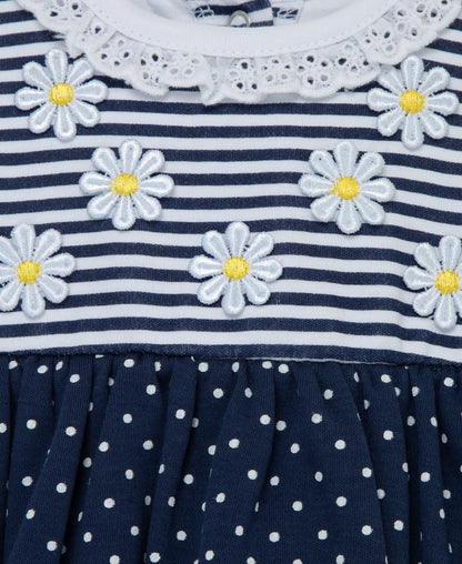 Navy Daisies Knit Popover & Hat