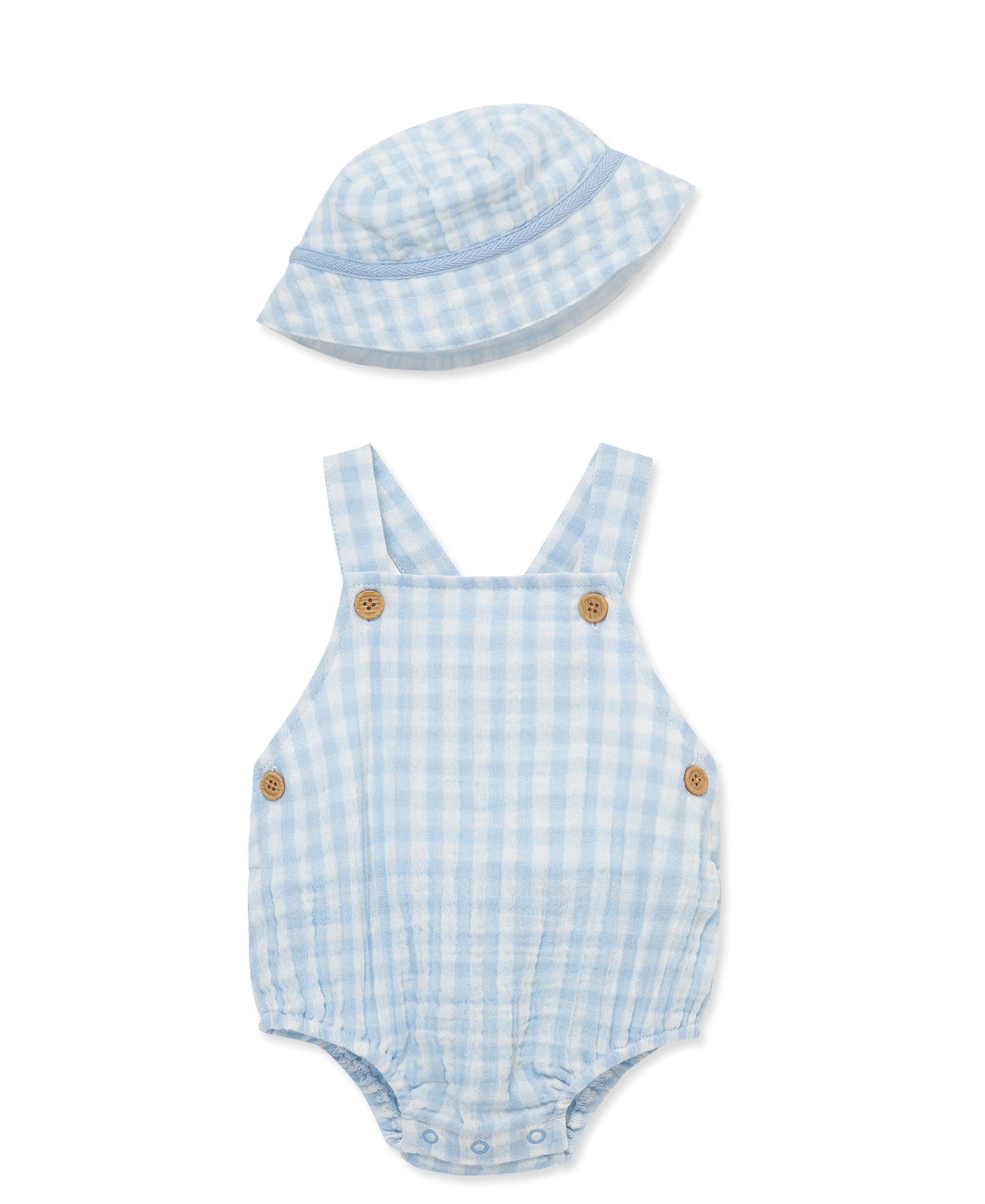 Check Gauze Sunsuit & Hat