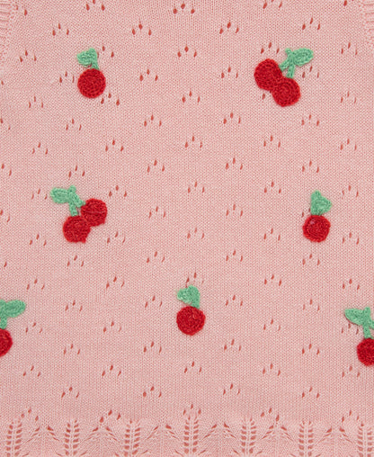 Cherry Pointelle Knit Short Set