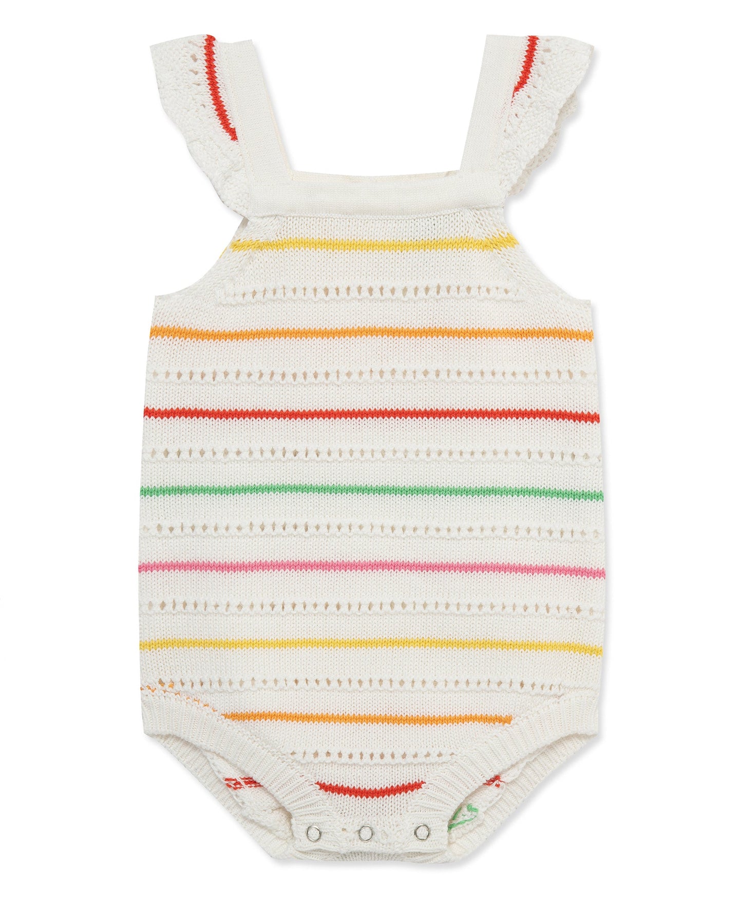 Thin Striped Pointelle Knit Bubble