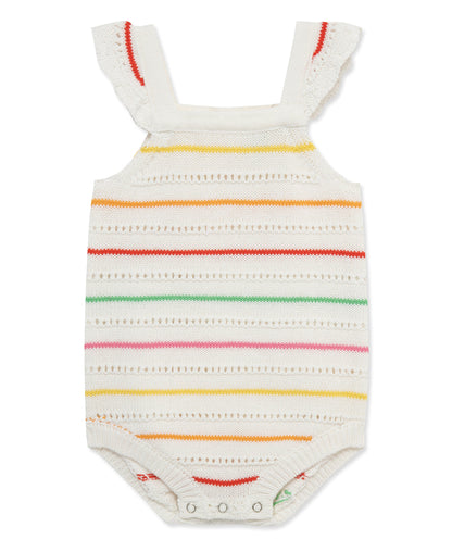 Thin Striped Pointelle Knit Bubble