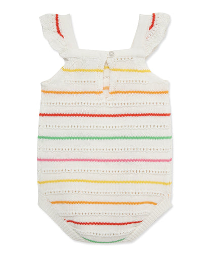 Thin Striped Pointelle Knit Bubble