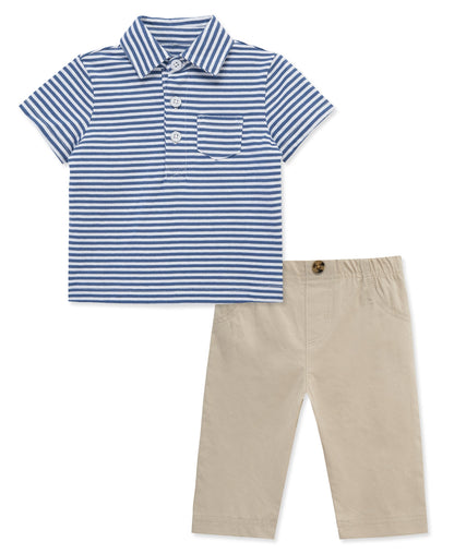 Striped Polo & Pant Set