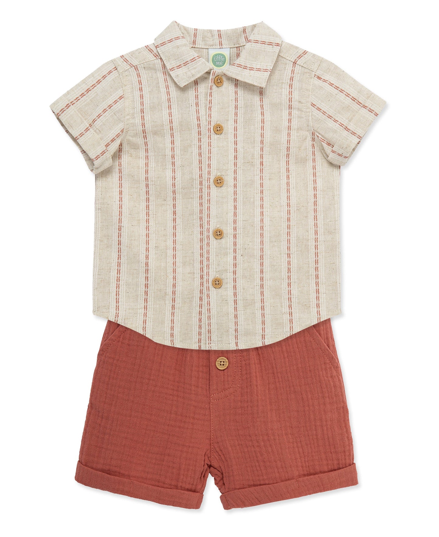 Striped Gauze Short Set