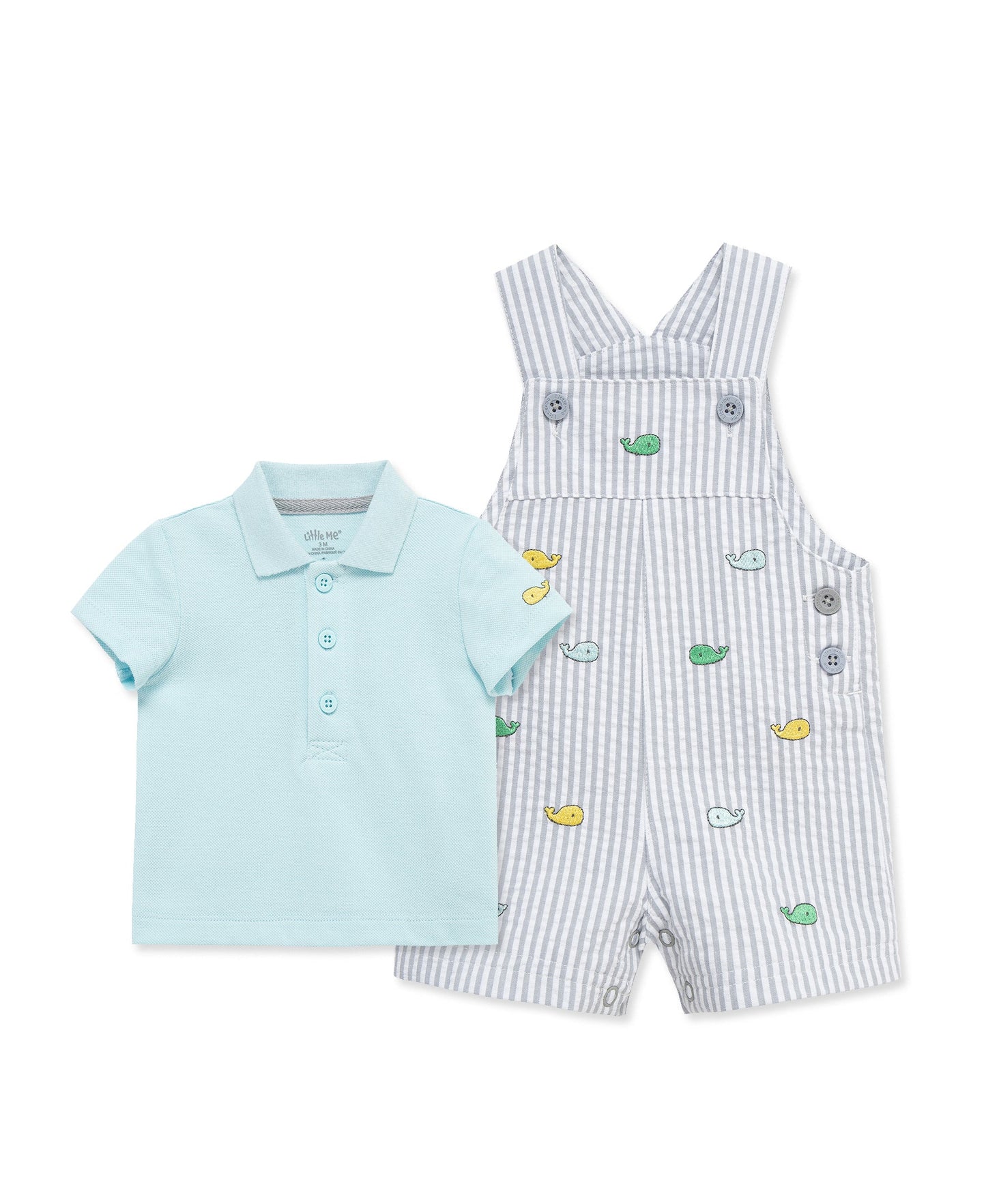 Whales Woven Shortall Set (3M-12M)