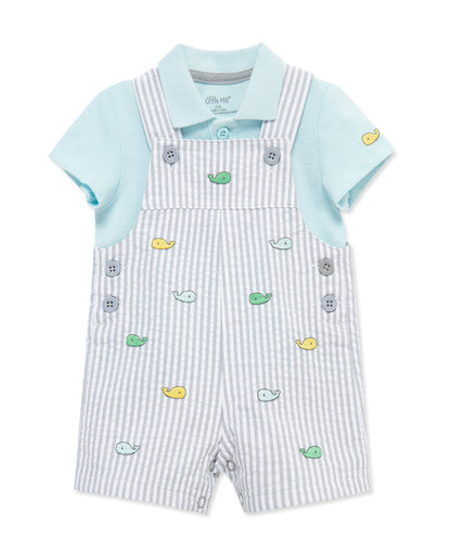 Whales Woven Shortall Set (3M-12M)