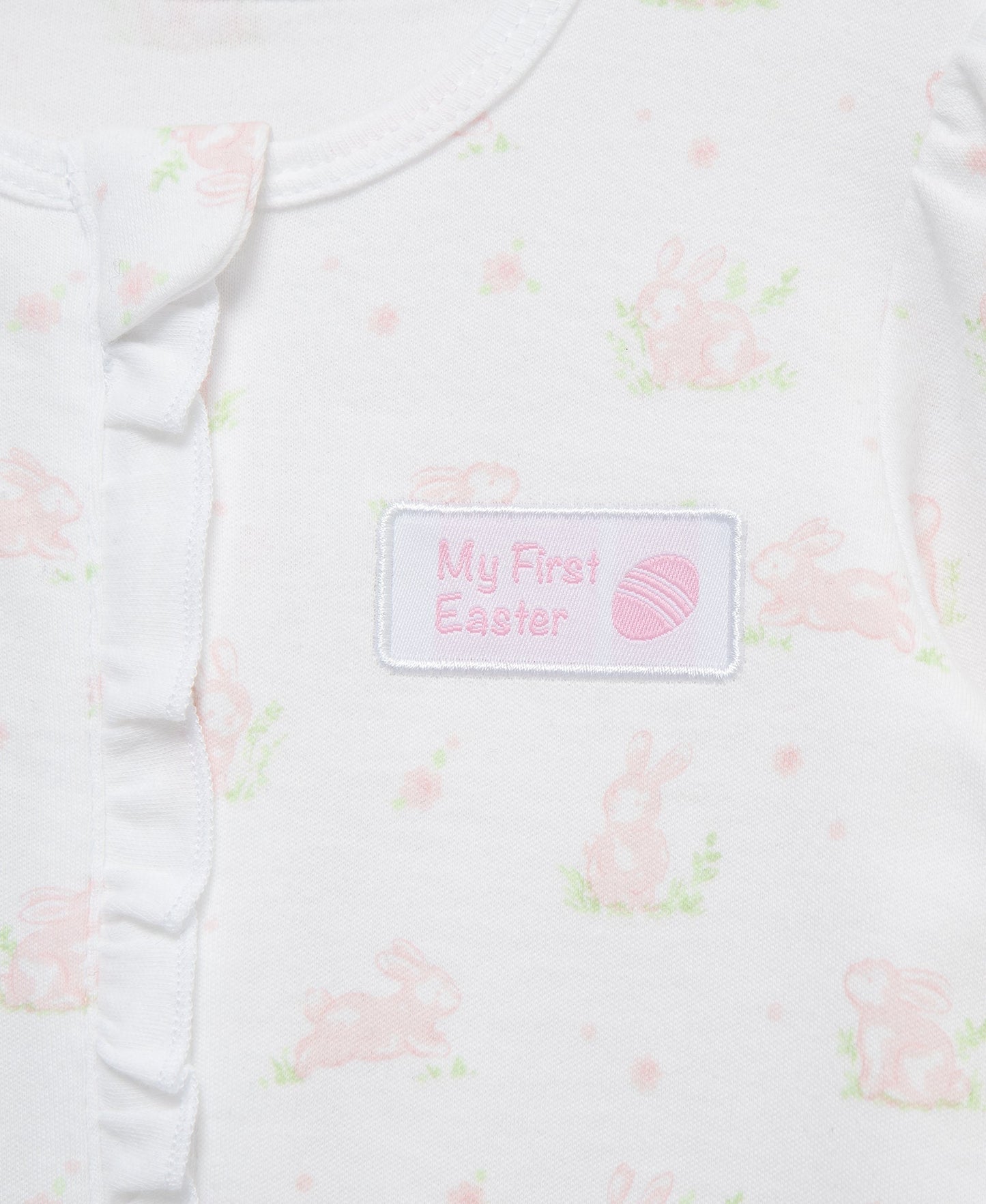 "My First Easter" Pink Bunny 2-Way-Zip Footed One-Piece & Hat