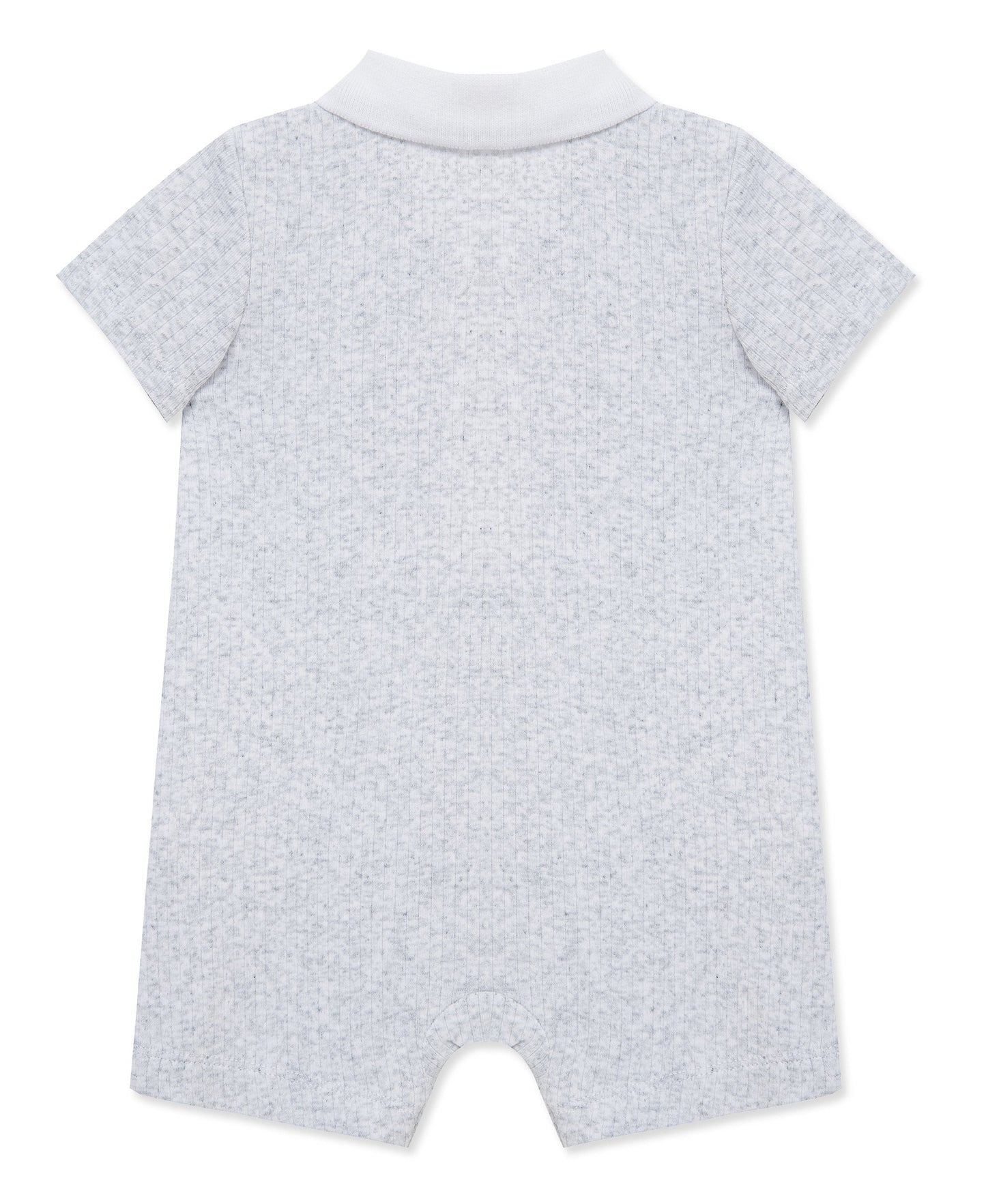 Grey Rib Knit Polo Romper