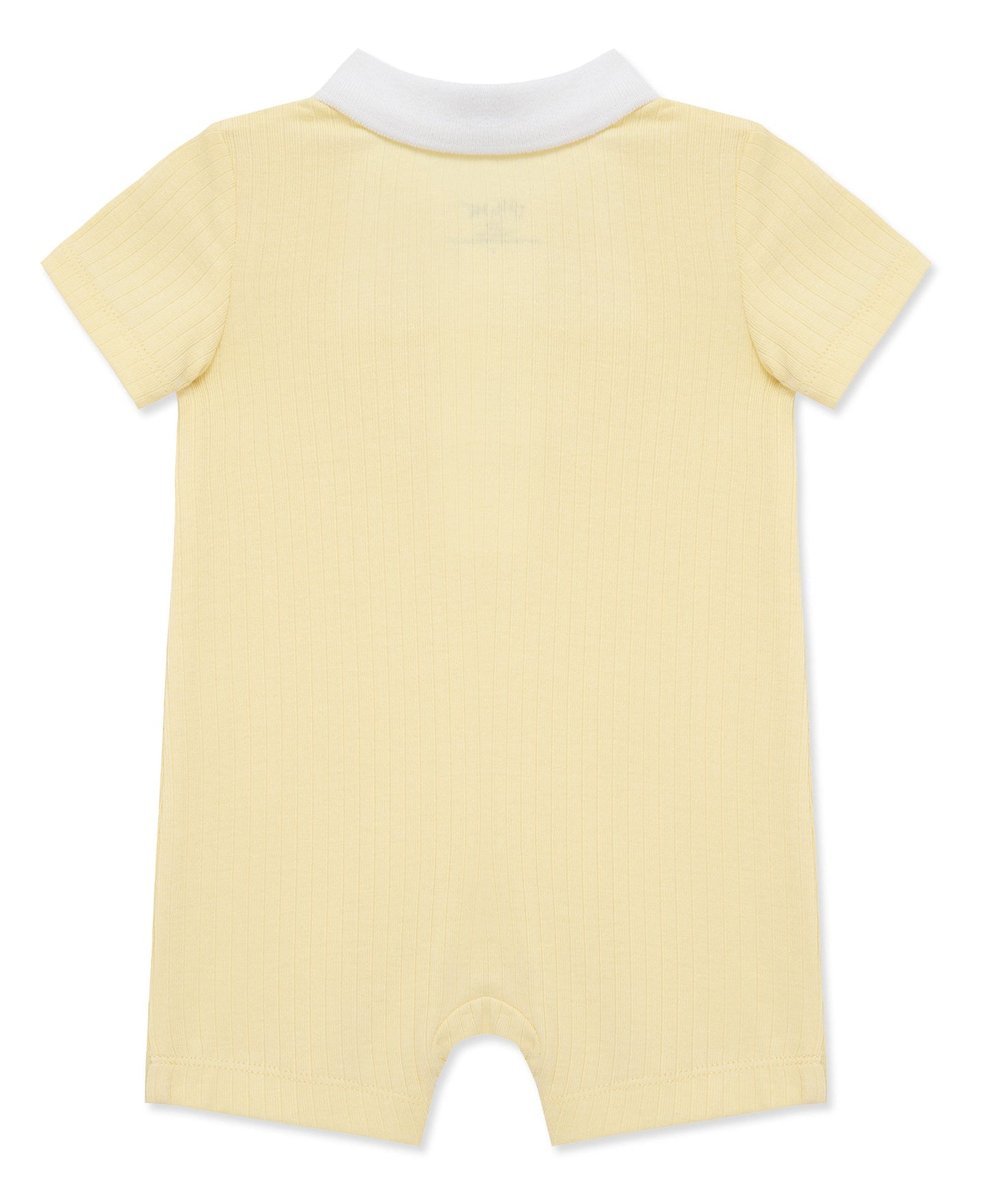 Yellow Rib Knit Polo Romper