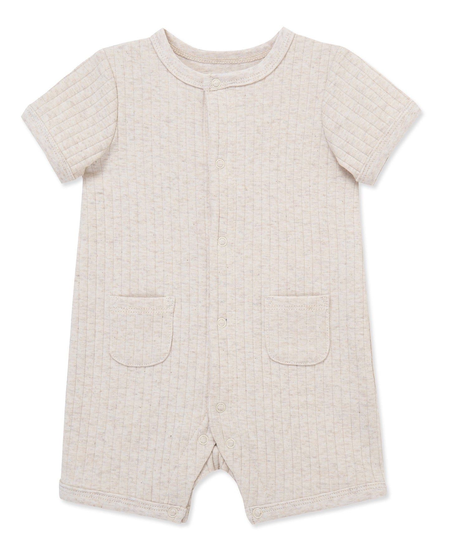 Oatmeal Rib Knit Pocket Romper