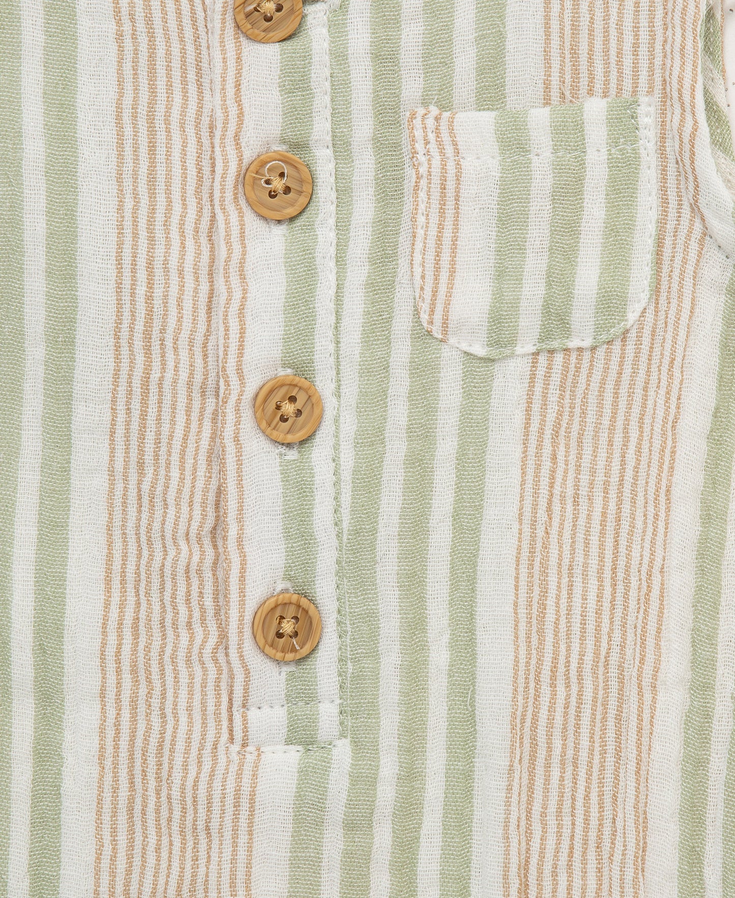 Striped Gauze Romper & Hat Set