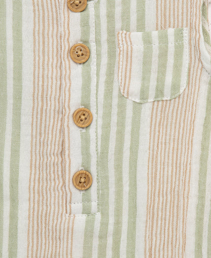Striped Gauze Romper & Hat Set