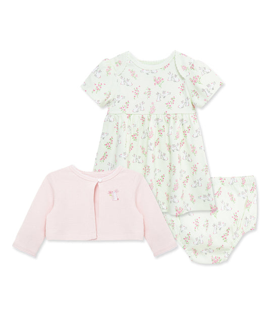 Bunny Knit Dress & Cardigan Set