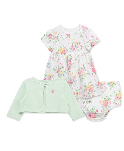 Bouquet Knit Dress & Cardigan Set