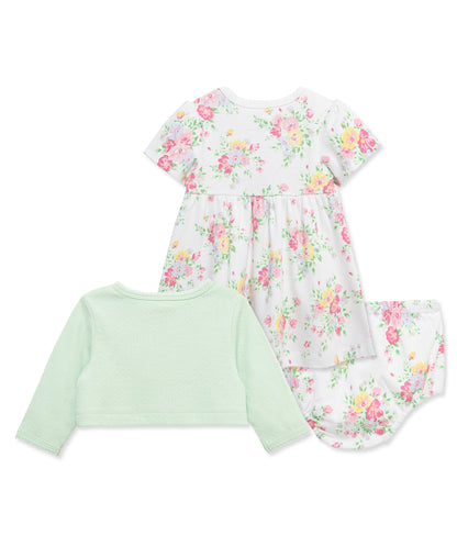 Bouquet Knit Dress & Cardigan Set