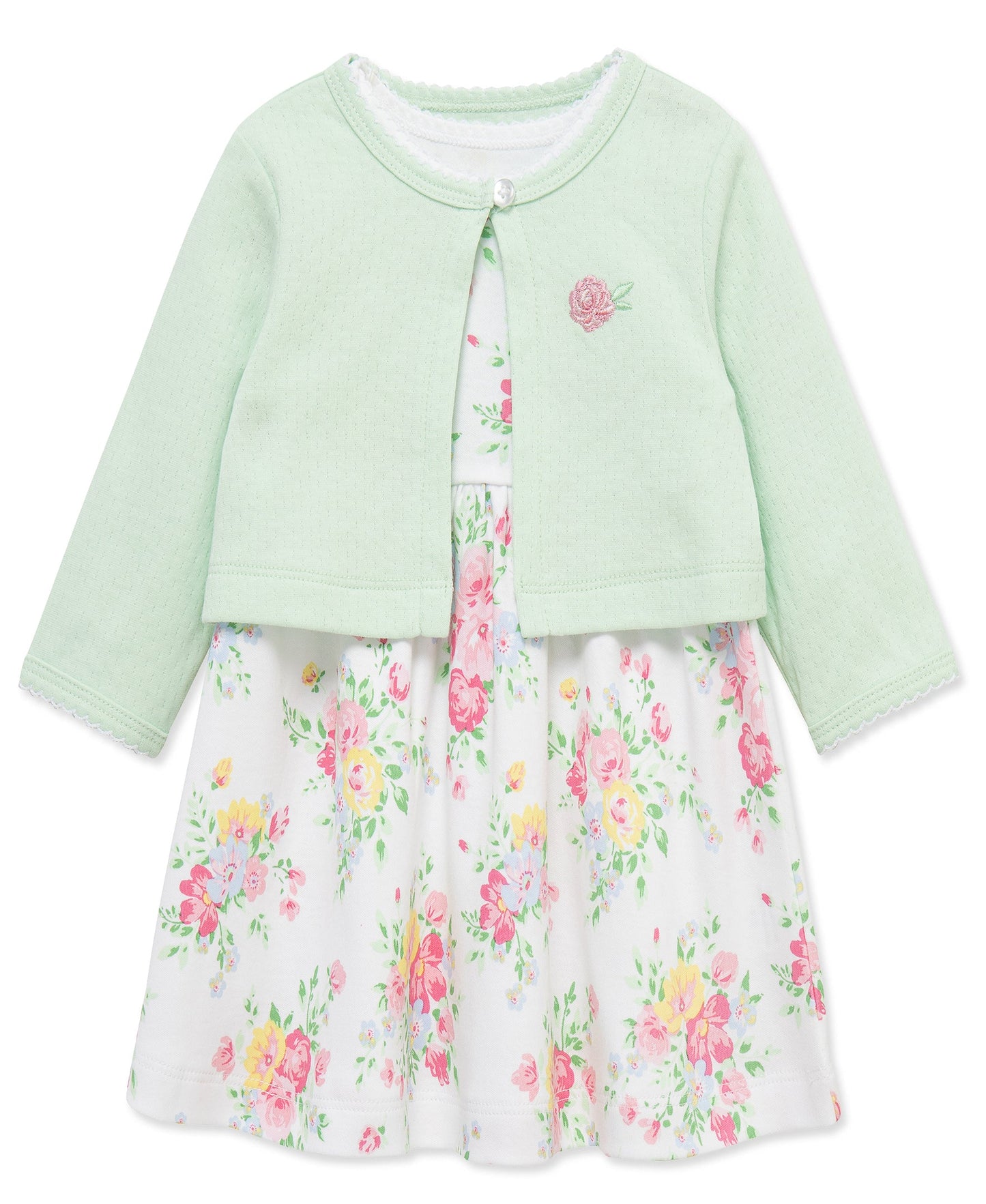 Bouquet Knit Dress & Cardigan Set
