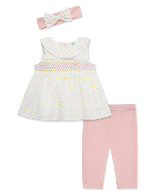 Smocked Dot Woven Tunic & Legging Set (3M-12M)
