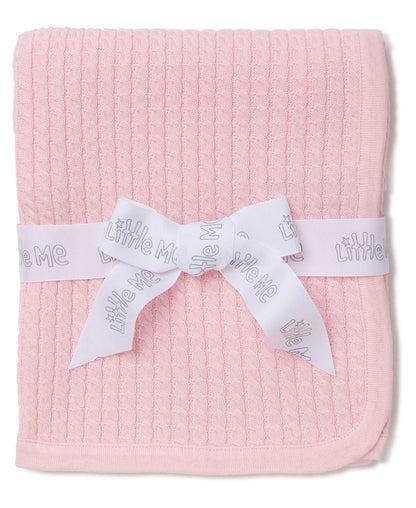 Pink Cable Knit Receiving Blanket