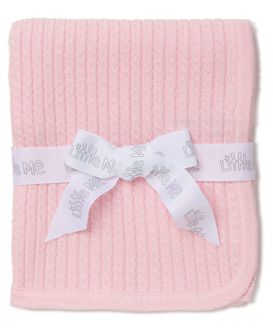 Pink Cable Knit Receiving Blanket