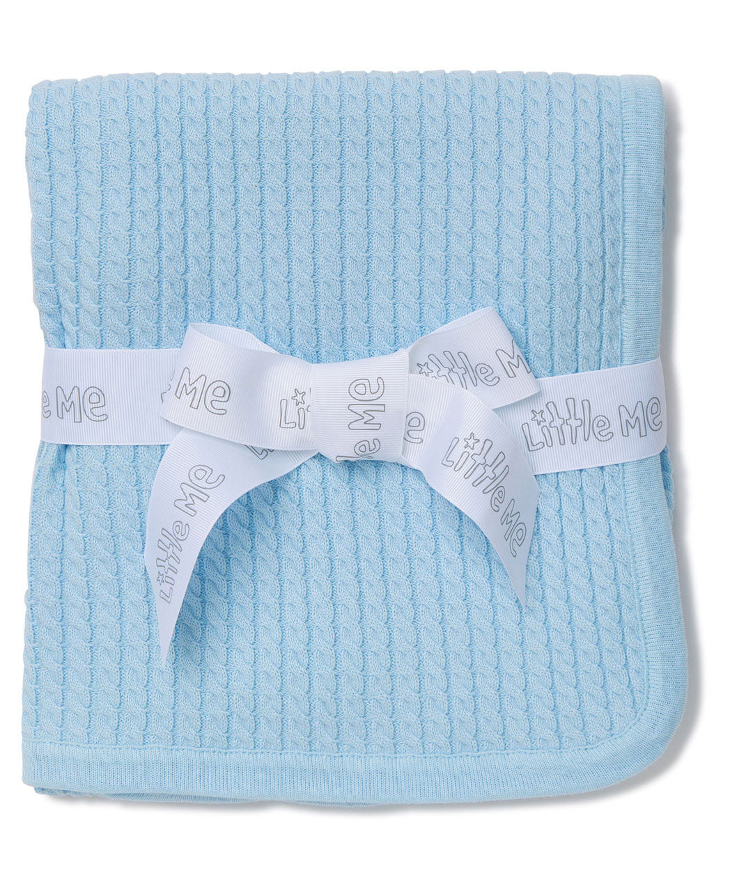 Blue Cable Knit Receiving Blanket