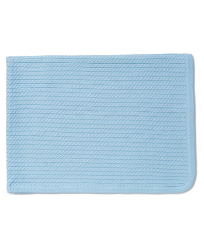 Blue Cable Knit Receiving Blanket