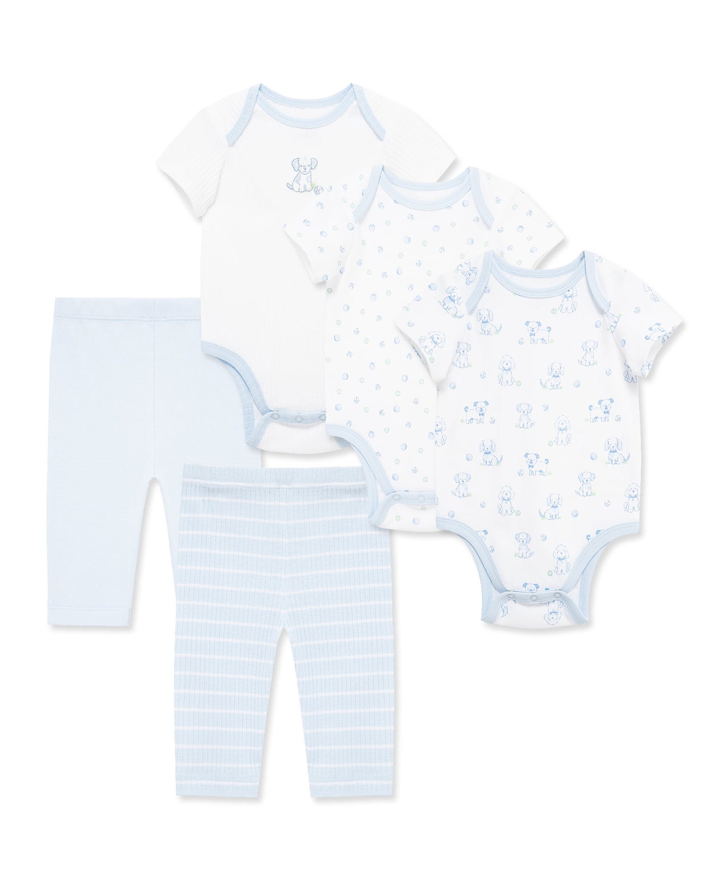 Peppy Puppies 5-Piece Bodysuits & Pants Set