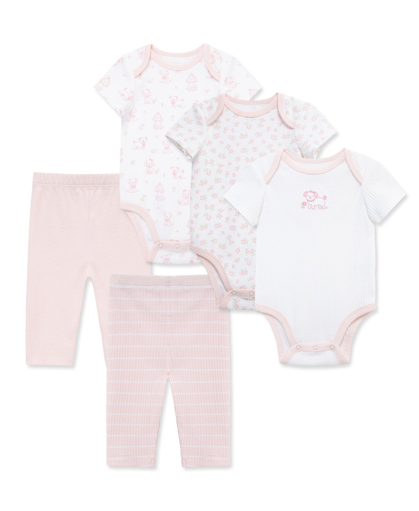 Pretty Puppies 5-Piece Bodysuits & Pants Set
