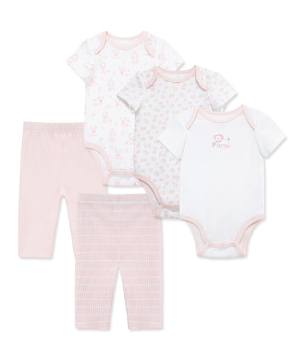 Pretty Puppies 5-Piece Bodysuits & Pants Set
