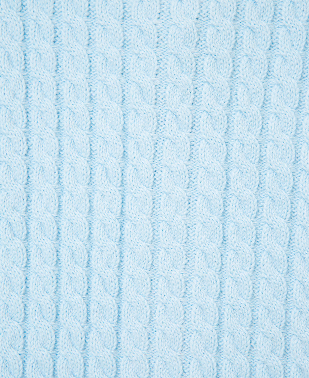 Blue Cable Sweater and Hat