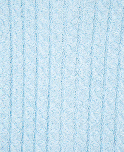 Blue Cable Sweater and Hat