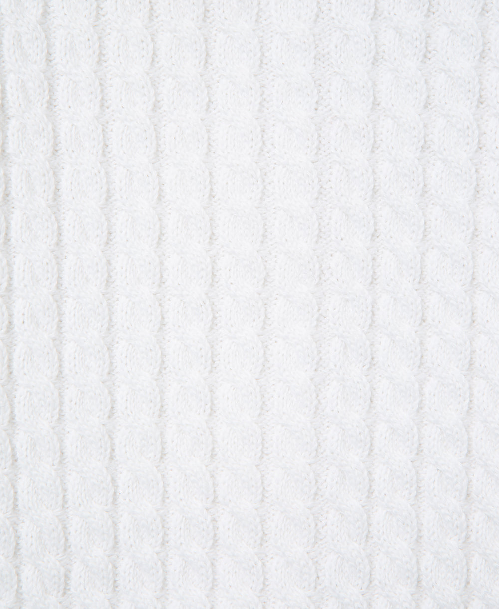 White Cable Sweater and Hat
