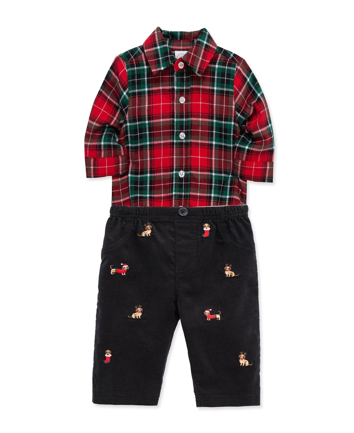 Party Pups Plaid Pant Set (3M-9M)