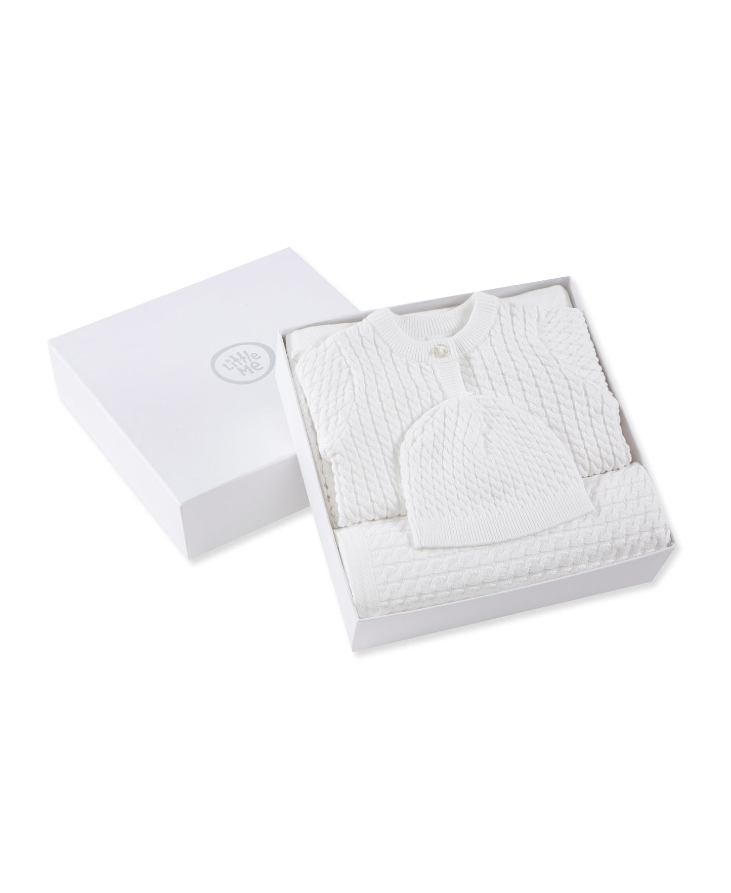 White Cable Sweater & Blanket Gift Box