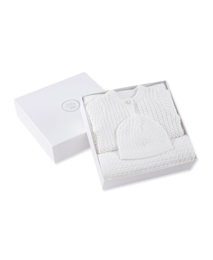 White Cable Sweater & Blanket Gift Box