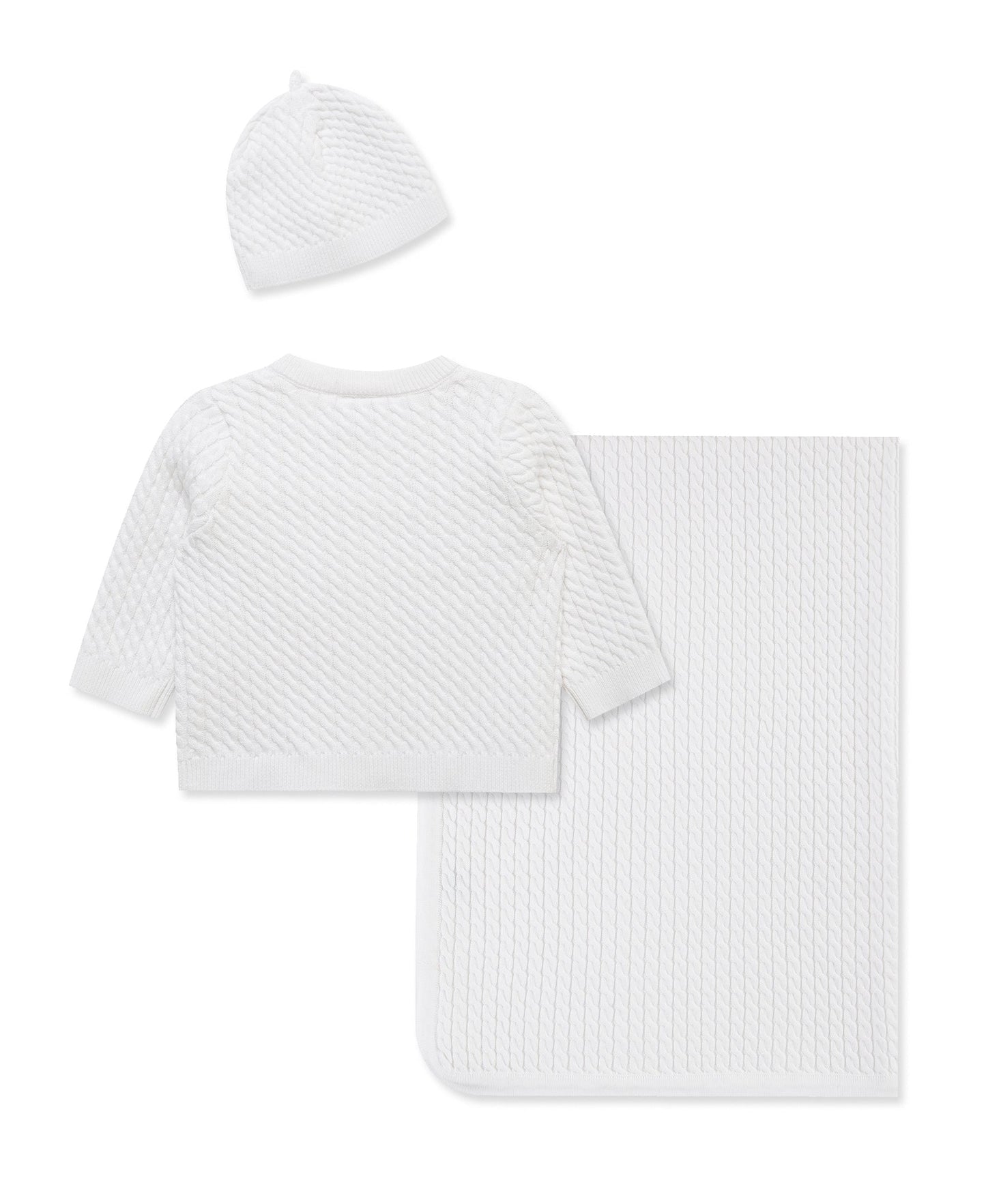 White Cable Sweater & Blanket Gift Box