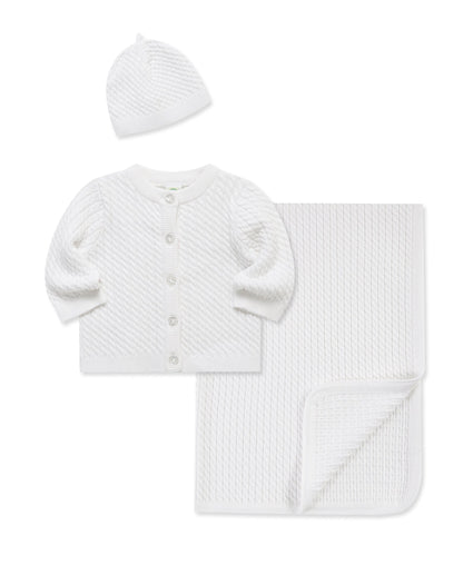 White Cable Sweater & Blanket Gift Box