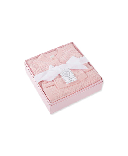 Pink Cable Sweater & Blanket Gift Box