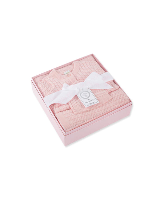 Pink Cable Sweater & Blanket Gift Box