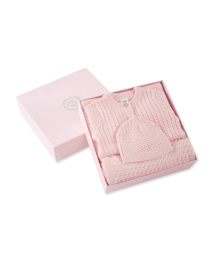 Pink Cable Sweater & Blanket Gift Box