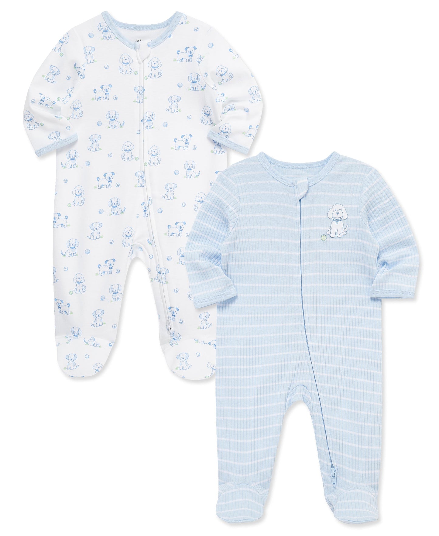Peppy Puppies 2-Way-Zip Footies (2-Pack)
