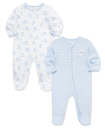 Peppy Puppies 2-Way-Zip Footies (2-Pack)