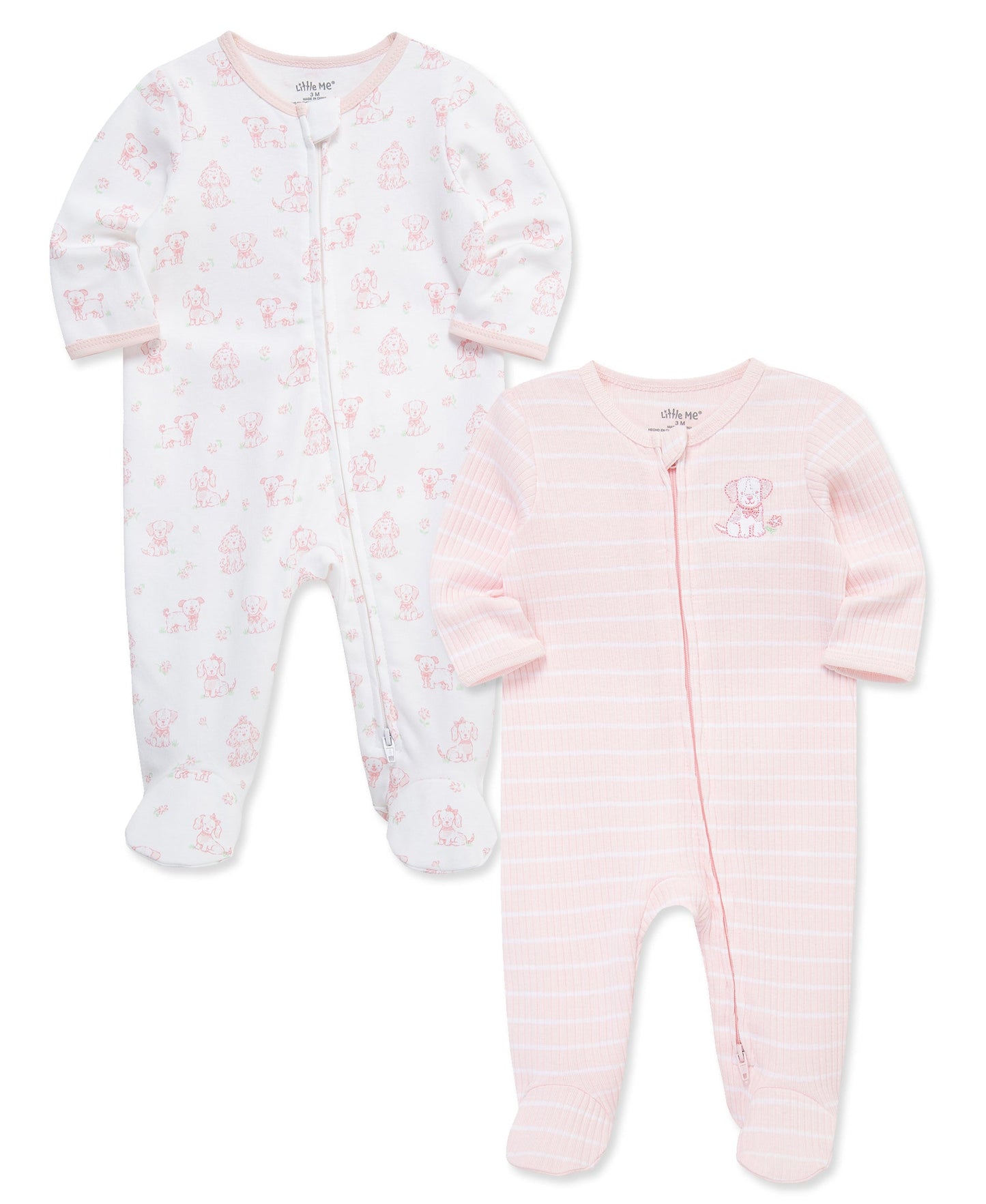 Pretty Puppies 2-Way-Zip Footies (2-Pack)