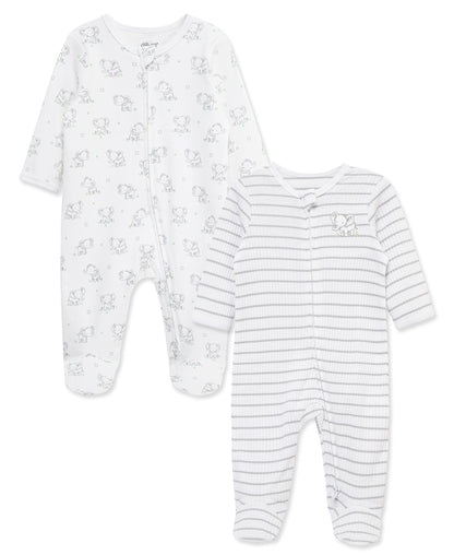 Baby Elephants 2-Way-Zip Footies (2-Pack)