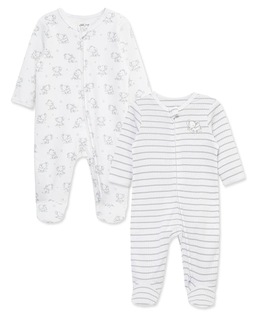 Baby Elephants 2-Way-Zip Footies (2-Pack)