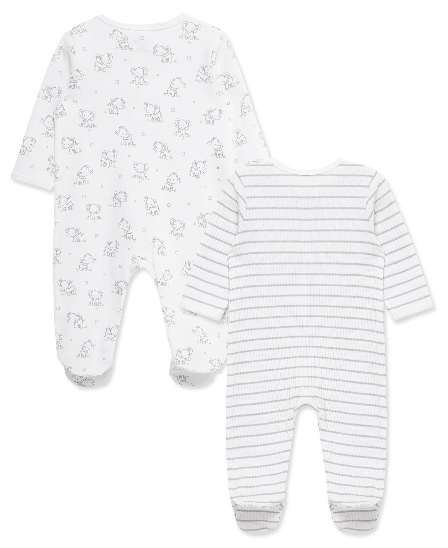Baby Elephants 2-Way-Zip Footies (2-Pack)