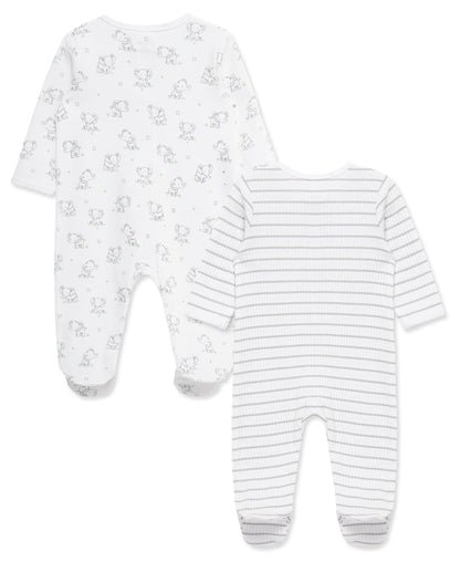 Baby Elephants 2-Way-Zip Footies (2-Pack)