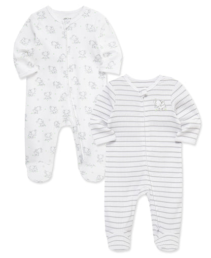 Baby Elephants 2-Way-Zip Footies (2-Pack)