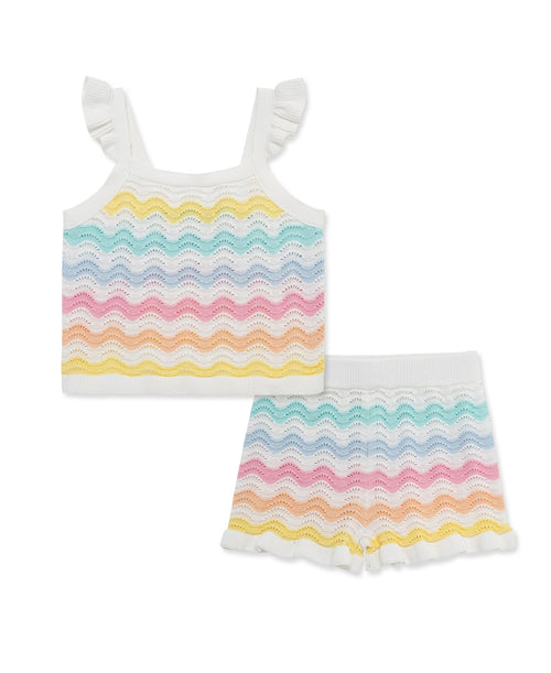 Wavy Pointelle Knit Short Set (2T-4T)